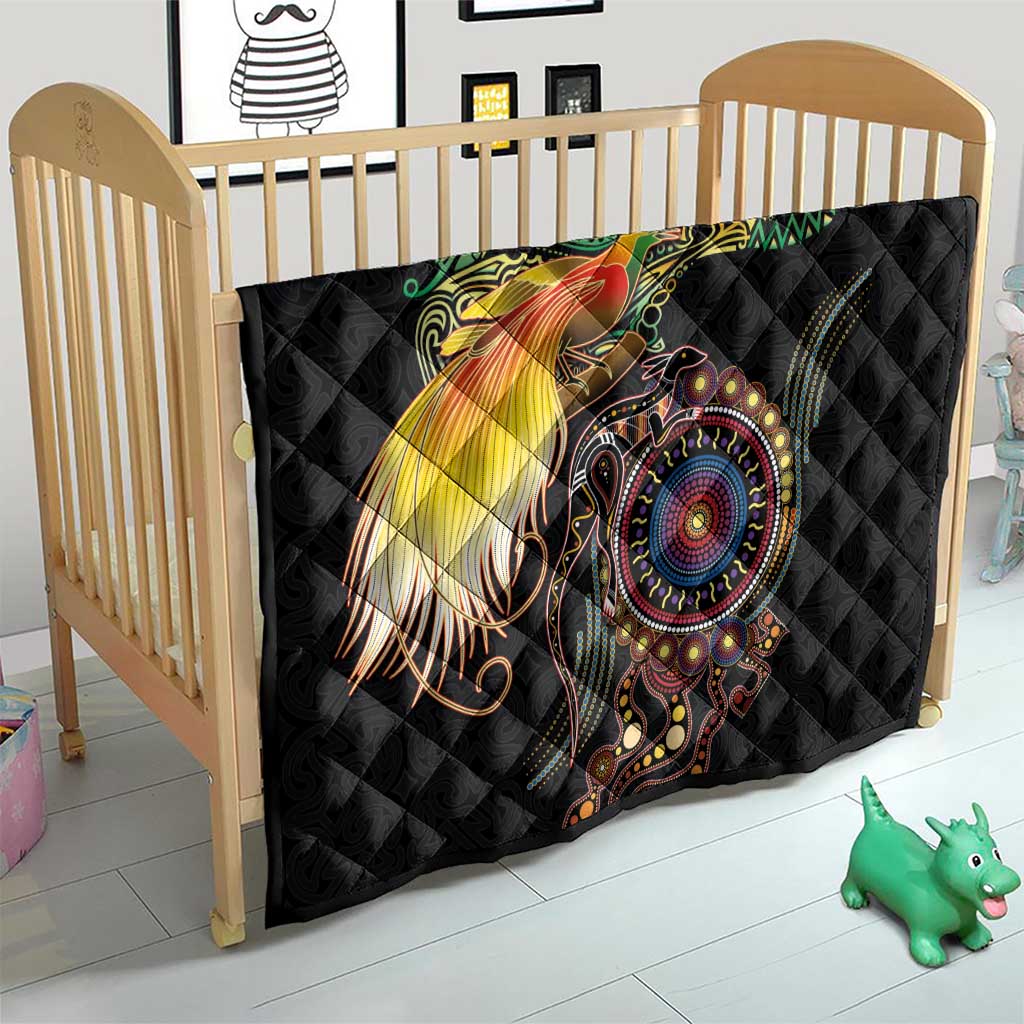 Papua New Guinea and Australia Together Quilt Bird of Paradise and Kangaroo Melanesian Aboriginal Motifs LT03 - Polynesian Pride