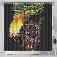 Papua New Guinea and Australia Together Shower Curtain Bird of Paradise and Kangaroo Melanesian Aboriginal Motifs LT03 - Polynesian Pride