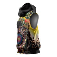 Papua New Guinea and Australia Together Sleeveless Hoodie Bird of Paradise and Kangaroo Melanesian Aboriginal Motifs LT03 - Polynesian Pride