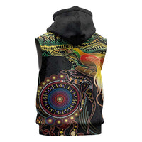 Papua New Guinea and Australia Together Sleeveless Zip Hoodie Bird of Paradise and Kangaroo Melanesian Aboriginal Motifs LT03 - Polynesian Pride