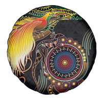 Papua New Guinea and Australia Together Spare Tire Cover Bird of Paradise and Kangaroo Melanesian Aboriginal Motifs LT03 - Polynesian Pride