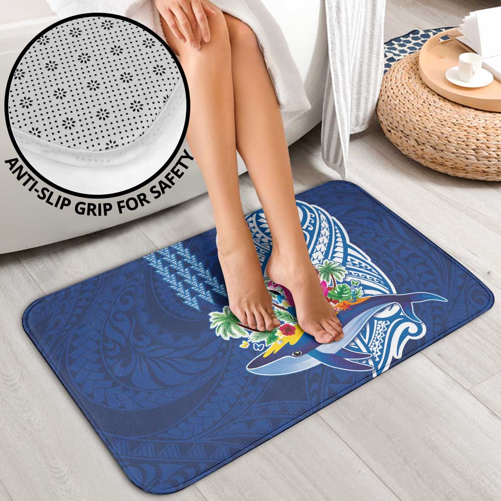 Hawaiian Mele Kalikimaka Bathroom Set Funny Santa on Whale Island with Kakau Tattoos - Polynesian Pride