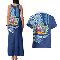 Hawaiian Mele Kalikimaka Couples Matching Tank Maxi Dress and Hawaiian Shirt Funny Santa on Whale Island with Kakau Tattoos LT03 - Polynesian Pride