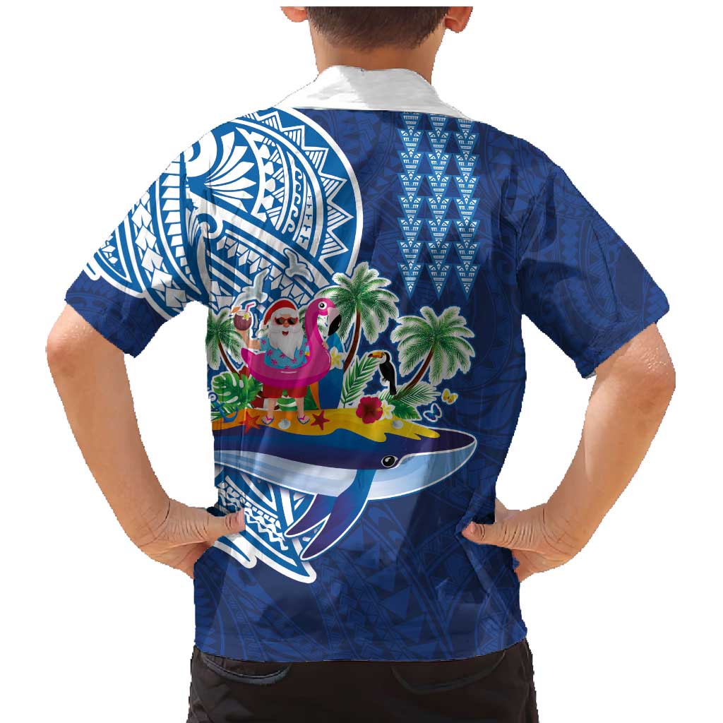 Hawaiian Mele Kalikimaka Family Matching Mermaid Dress and Hawaiian Shirt Funny Santa on Whale Island with Kakau Tattoos LT03 - Polynesian Pride