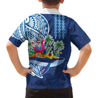 Hawaiian Mele Kalikimaka Family Matching Off Shoulder Maxi Dress and Hawaiian Shirt Funny Santa on Whale Island with Kakau Tattoos LT03 - Polynesian Pride