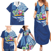 Hawaiian Mele Kalikimaka Family Matching Summer Maxi Dress and Hawaiian Shirt Funny Santa on Whale Island with Kakau Tattoos LT03 - Polynesian Pride