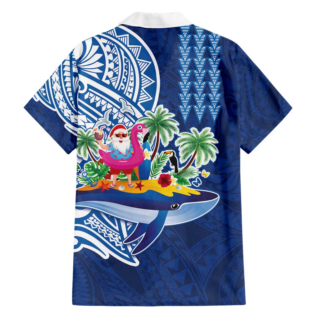 Hawaiian Mele Kalikimaka Family Matching Summer Maxi Dress and Hawaiian Shirt Funny Santa on Whale Island with Kakau Tattoos LT03 - Polynesian Pride