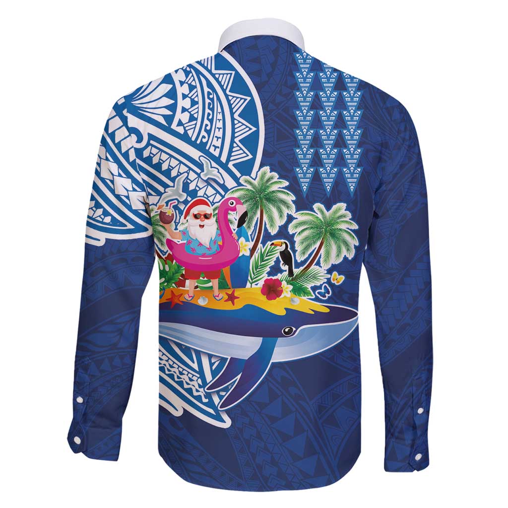 Hawaiian Mele Kalikimaka Family Matching Summer Maxi Dress and Hawaiian Shirt Funny Santa on Whale Island with Kakau Tattoos LT03 - Polynesian Pride