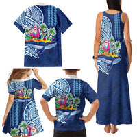 Hawaiian Mele Kalikimaka Family Matching Tank Maxi Dress and Hawaiian Shirt Funny Santa on Whale Island with Kakau Tattoos LT03 - Polynesian Pride