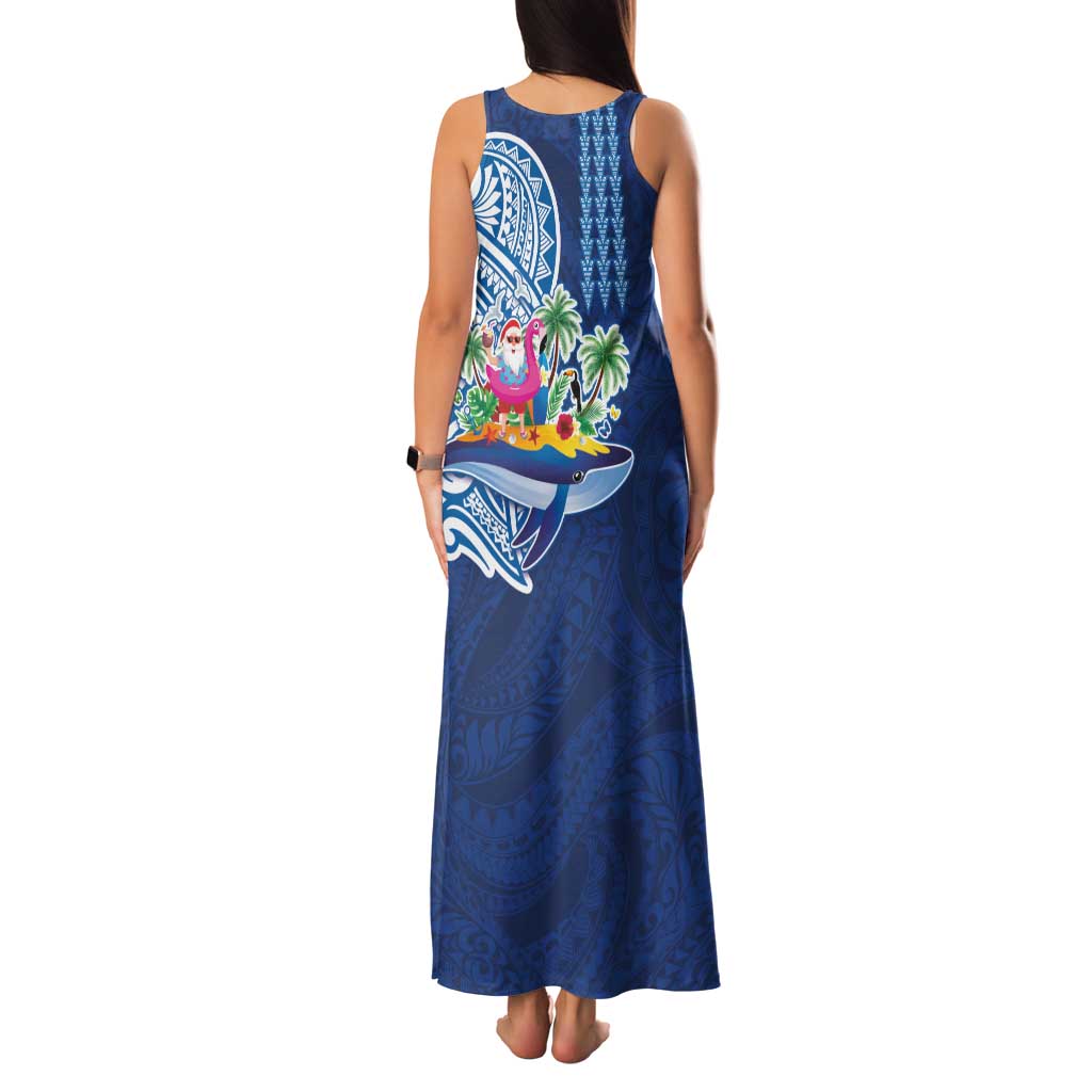 Hawaiian Mele Kalikimaka Family Matching Tank Maxi Dress and Hawaiian Shirt Funny Santa on Whale Island with Kakau Tattoos LT03 - Polynesian Pride
