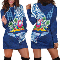 Hawaiian Mele Kalikimaka Hoodie Dress Funny Santa on Whale Island with Kakau Tattoos LT03 - Polynesian Pride