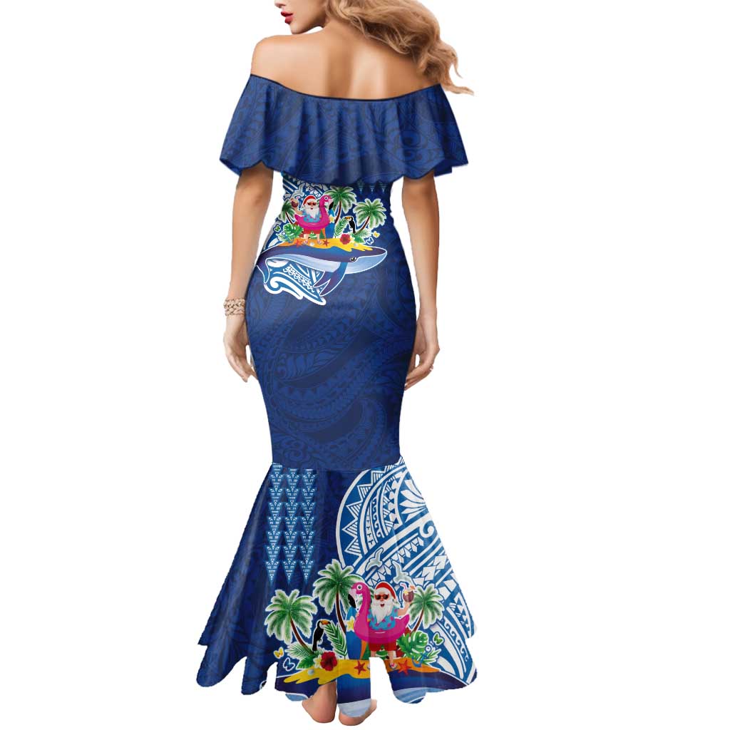 Hawaiian Mele Kalikimaka Mermaid Dress Funny Santa on Whale Island with Kakau Tattoos LT03 - Polynesian Pride