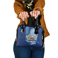 Hawaiian Mele Kalikimaka Shoulder Handbag Funny Santa on Whale Island with Kakau Tattoos - Polynesian Pride