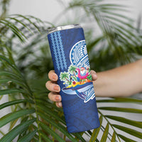 Hawaiian Mele Kalikimaka Skinny Tumbler Funny Santa on Whale Island with Kakau Tattoos LT03 - Polynesian Pride