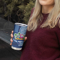 Hawaiian Mele Kalikimaka Tumbler Cup Funny Santa on Whale Island with Kakau Tattoos - Polynesian Pride