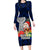Custom Guam Christmas Long Sleeve Bodycon Dress Santa Gift Latte Stone and Sea Turle Mix Hibiscus Chamorro Blue Style LT03