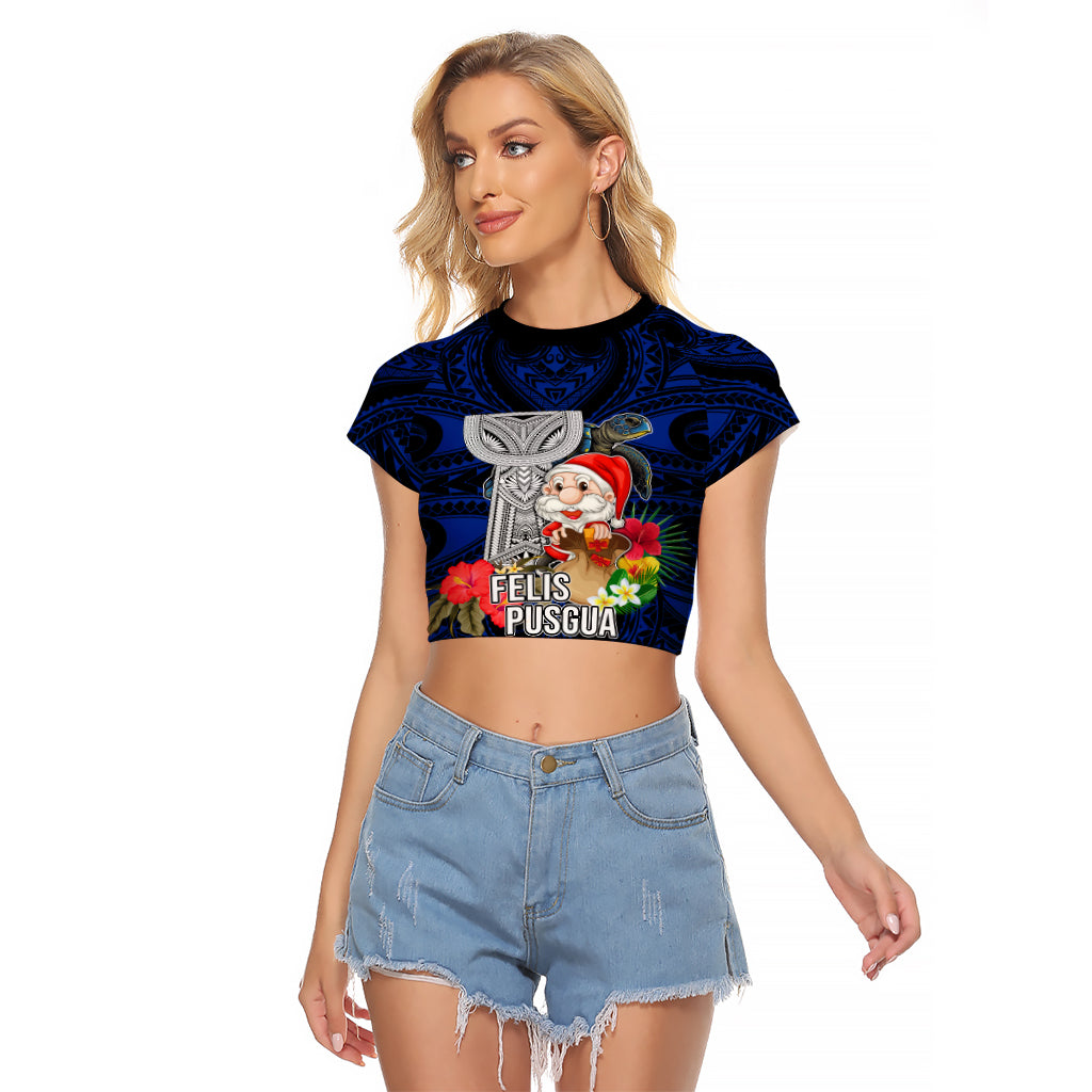 Custom Guam Christmas Raglan Cropped T Shirt Santa Gift Latte Stone and Sea Turle Mix Hibiscus Chamorro Blue Style LT03