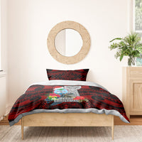 Guam Christmas Bedding Set Santa Gift Latte Stone and Sea Turle Mix Hibiscus Chamorro Red Style LT03 - Polynesian Pride