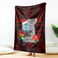 Guam Christmas Blanket Santa Gift Latte Stone and Sea Turle Mix Hibiscus Chamorro Red Style LT03