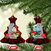 Guam Christmas Ceramic Ornament Santa Gift Latte Stone and Sea Turle Mix Hibiscus Chamorro Red Style LT03