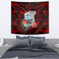 Custom Guam Christmas Tapestry Santa Gift Latte Stone and Sea Turle Mix Hibiscus Chamorro Red Style LT03