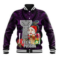 Guam Christmas Baseball Jacket Santa Gift Latte Stone and Sea Turle Mix Hibiscus Chamorro Pink Style LT03