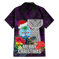 Guam Christmas Family Matching Off Shoulder Maxi Dress and Hawaiian Shirt Santa Gift Latte Stone and Sea Turle Mix Hibiscus Chamorro Pink Style LT03 - Polynesian Pride