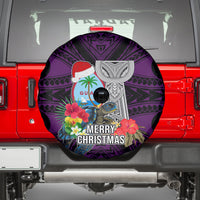 Guam Christmas Spare Tire Cover Santa Gift Latte Stone and Sea Turle Mix Hibiscus Chamorro Pink Style LT03