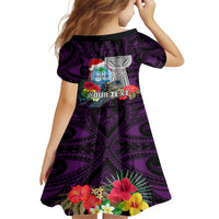 Custom Guam Christmas Family Matching Off Shoulder Long Sleeve Dress and Hawaiian Shirt Santa Gift Latte Stone and Sea Turle Mix Hibiscus Chamorro Pink Style LT03 - Polynesian Pride