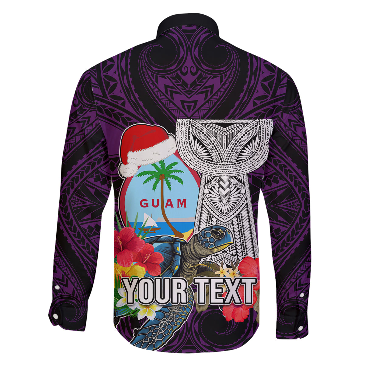 Custom Guam Christmas Family Matching Puletasi Dress and Hawaiian Shirt Santa Gift Latte Stone and Sea Turle Mix Hibiscus Chamorro Pink Style LT03 - Polynesian Pride