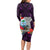 Custom Guam Christmas Long Sleeve Bodycon Dress Santa Gift Latte Stone and Sea Turle Mix Hibiscus Chamorro Pink Style LT03