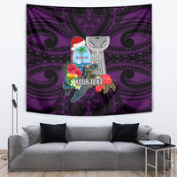 Custom Guam Christmas Tapestry Santa Gift Latte Stone and Sea Turle Mix Hibiscus Chamorro Pink Style LT03