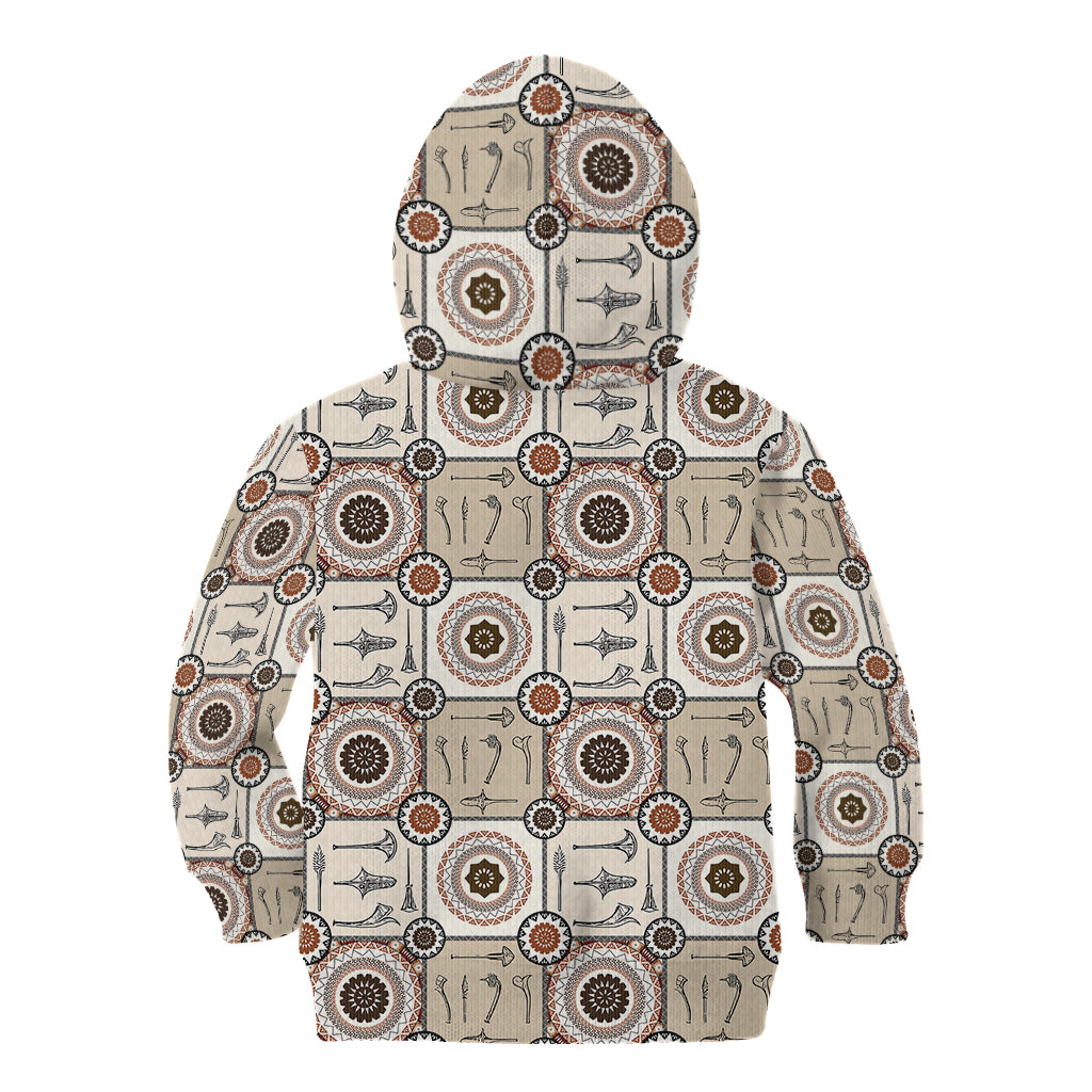 Tukenny Pattern Fijian War Clubs Kid Hoodie LT03 - Polynesian Pride