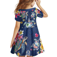 Hawaiian Turtles and Tropical Plants Family Matching Summer Maxi Dress and Hawaiian Shirt Blue Watercolor LT03 - Polynesian Pride