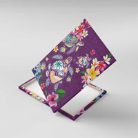 Hawaiian Turtles and Tropical Plants Canvas Wall Art Purple Watercolor