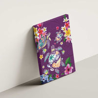 Hawaiian Turtles and Tropical Plants Canvas Wall Art Purple Watercolor