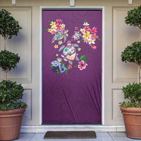 Hawaiian Turtles and Tropical Plants Door Cover Purple Watercolor