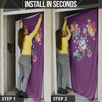 Hawaiian Turtles and Tropical Plants Door Cover Purple Watercolor