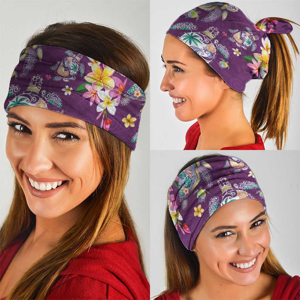 Hawaiian Turtles and Tropical Plants Neck Gaiter Purple Watercolor