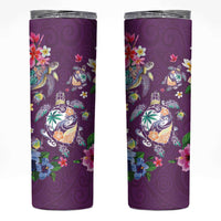 Hawaiian Turtles and Tropical Plants Skinny Tumbler Purple Watercolor