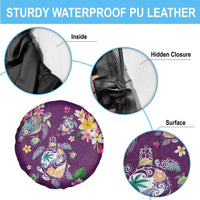 Hawaiian Turtles and Tropical Plants Spare Tire Cover Purple Watercolor