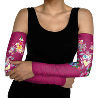 Hawaiian Turtles and Tropical Plants Arm Sleeves Pink Watercolor
