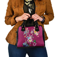 Hawaiian Turtles and Tropical Plants Shoulder Handbag Pink Watercolor