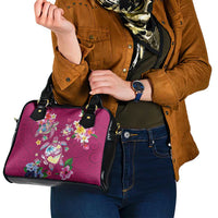 Hawaiian Turtles and Tropical Plants Shoulder Handbag Pink Watercolor