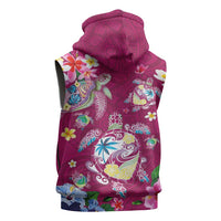 Hawaiian Turtles and Tropical Plants Sleeveless Hoodie Pink Watercolor LT03 - Polynesian Pride