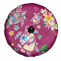 Hawaiian Turtles and Tropical Plants Spare Tire Cover Pink Watercolor