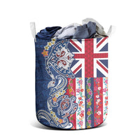 Hawaiian Manta Ray and Turtle Tribal Tattoo Laundry Basket With Hawaii Flag and Flowers