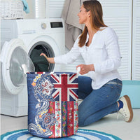 Hawaiian Manta Ray and Turtle Tribal Tattoo Laundry Basket With Hawaii Flag and Flowers