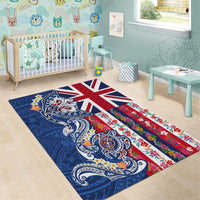 Hawaiian Manta Ray and Turtle Tribal Tattoo Area Rug With Hawaii Flag and Flowers