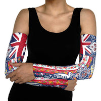 Hawaiian Manta Ray and Turtle Tribal Tattoo Arm Sleeves With Hawaii Flag and Flowers